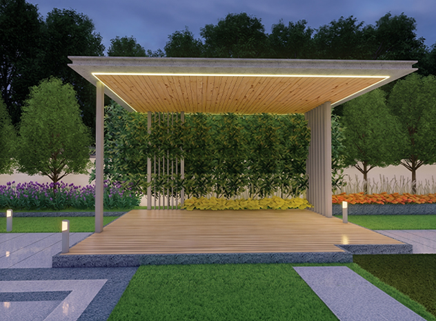 Walkway with Benches